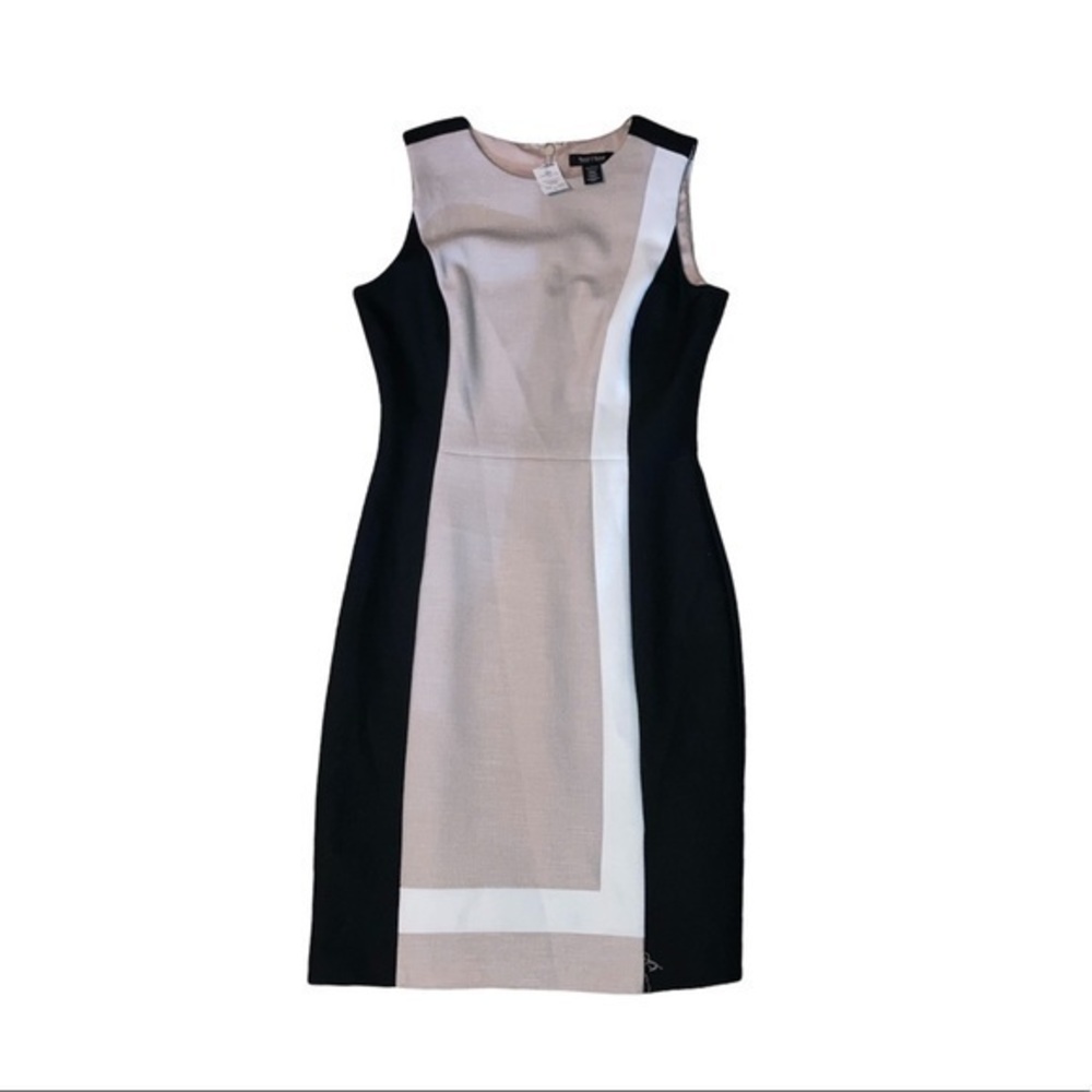 White House black market white black toasted sesame color block dress nwt
